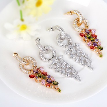 AAA zircon earrings don't wear late autumn earrings European and American fashion exaggerated jewelry factory wholesale women