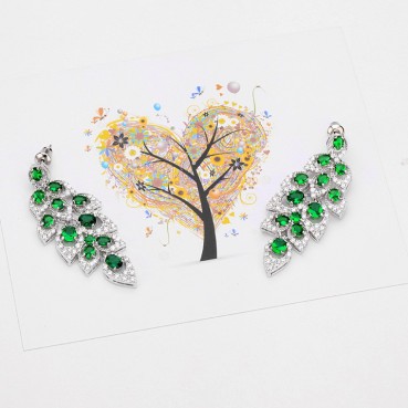 Platinum maple earrings, copper inlaid 3A zircon leaf-shaped bridal dinner earrings, factory wholesale earrings for women