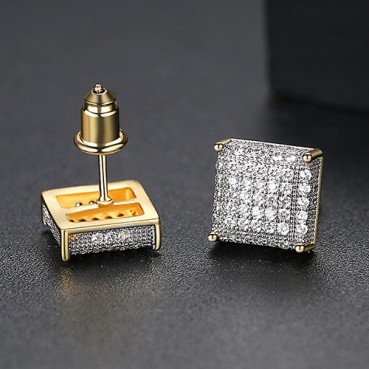 Earrings European and American fashion copper inlaid zirconium square ladies earrings earrings manufacturers wholesale supply