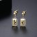 New style copper-inlaid zircon Korean women's earrings, stylish and stylish geometric earrings