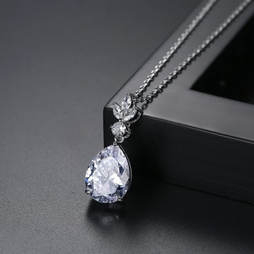 Women's new AAA zircon water drop necklace Korean style explosive fashion copper inlaid zircon factory wholesale