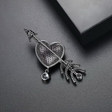 Picchute Arrow Brooch AAA Zircon New Korean Fashion Women's Heart-shaped Corsage Jacket Pin