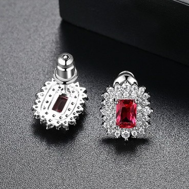 Rubik's cube earrings AAA zircon inlaid European and American atmosphere fashion square zircon earring gift female