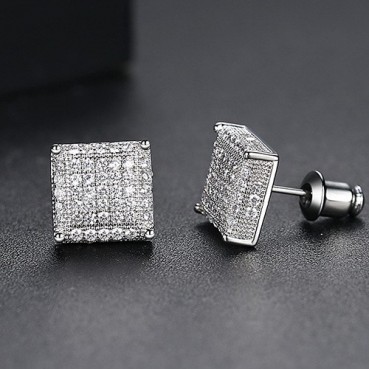 Earrings European and American fashion copper inlaid zirconium square ladies earrings earrings manufacturers wholesale supply