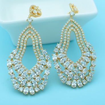 Xiyue earrings new style copper inlaid zircon European and American atmosphere fashion banquet women's earrings wholesale