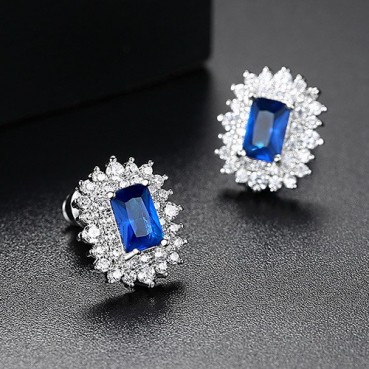 Rubik's cube earrings AAA zircon inlaid European and American atmosphere fashion square zircon earring gift female