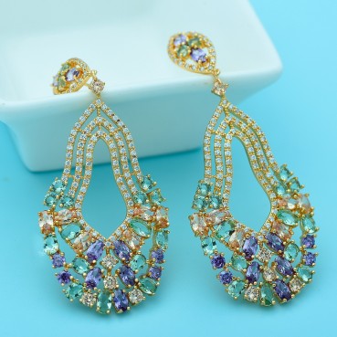 Xiyue earrings new style copper inlaid zircon European and American atmosphere fashion banquet women's earrings wholesale