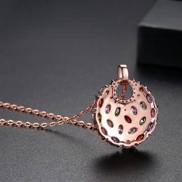European and American flowers and moon round color simple necklace copper inlaid colorful zircon pendant necklace female necklace