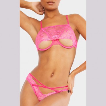 Women's lace sexy see-through lingerie set