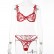 European and American women's crochet lace see-through bow sexy lingerie set