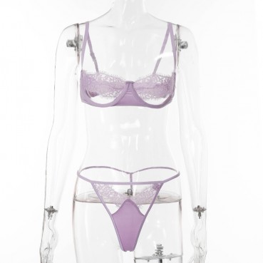 New sexy hollow sexy women's lace without steel ring gathered split suit