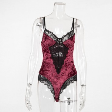 Wholesale new summer women's lace lace mesh stitching sex appeal one-piece suit
