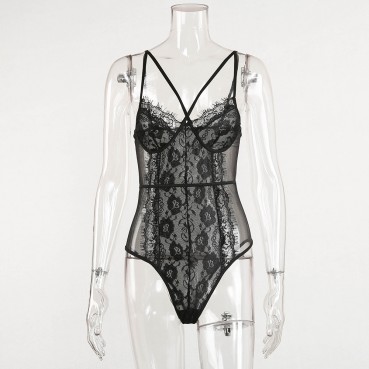 Hot spring and summer new women's sexy lace lace stitching sexy one-piece suit