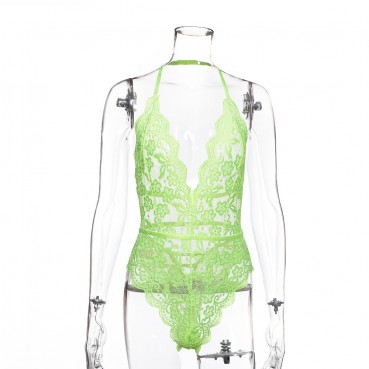 Sexy deep V women's halter halter lace jumpsuit