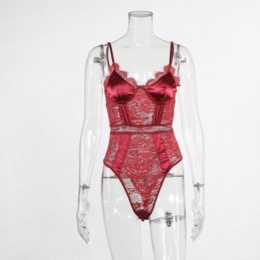 New women's clothing, bottoming one-piece, lace top, sexy lingerie, body shaping body suit