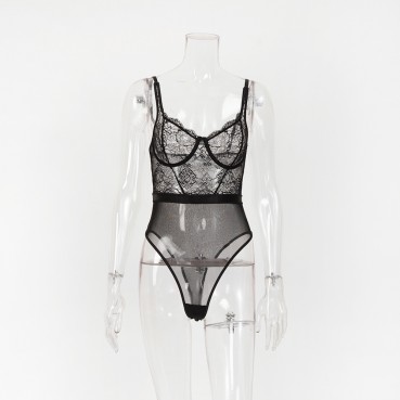 Supply new women's sexy lingerie lace base fashion bodysuit