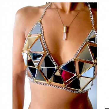 New women's super sexy acrylic sequined triangle flashing diamond bikini