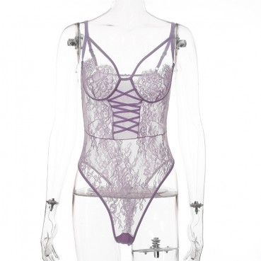 Explosive new products women's lace net yarn sexy bottoming women's jumpsuit wholesale