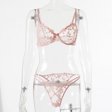 2021 European and American women's crochet lace see-through bow sexy lingerie