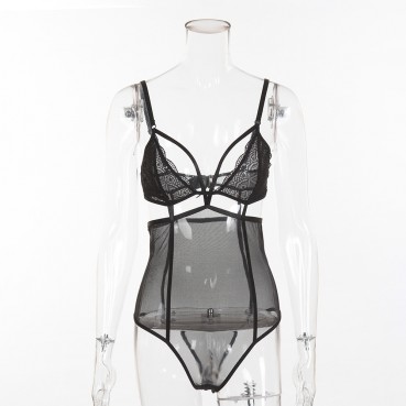Summer new products women's mesh mesh hollow stitching sexy lingerie one-piece