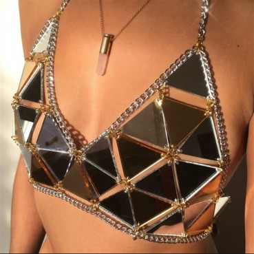 New women's super sexy acrylic sequined triangle flashing diamond bikini