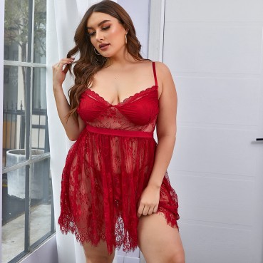 plus beauty2021 new large size lace women's casual nightdress wholesale