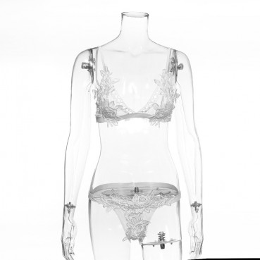 Hot selling women's sexy deep V flower suit underwear sexy two-piece suit