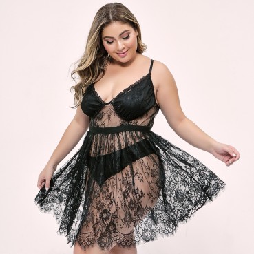 plus beauty2021 new large size lace women's casual nightdress wholesale