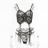 2021 European and American women's sexy mesh see-through lace steel ring sexy underwear