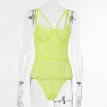 Hot spring and summer new women's sexy lace lace stitching sexy one-piece suit