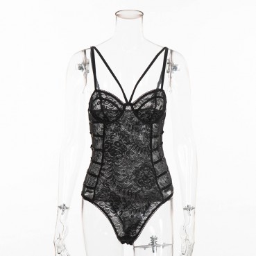 Hot-selling in Europe and America Women's heavy craftsmanship adjustment buckle waist decoration sexy one-piece sexy lingerie