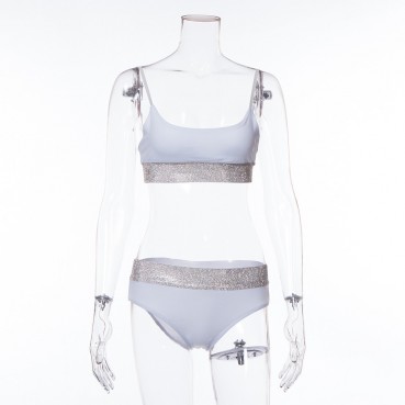 New women's super sexy granular hot diamond sling tube top suit
