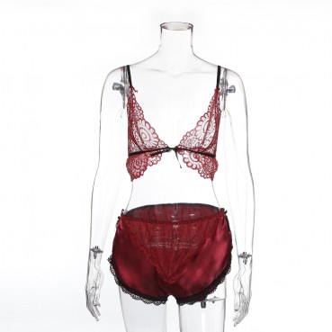 Fashion women's sexy breast support underwear lace butterfly two-piece suit new