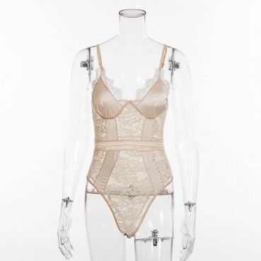 New women's clothing, bottoming one-piece, lace top, sexy lingerie, body shaping body suit