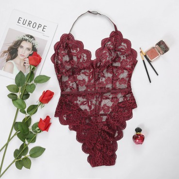 Spring and summer new BODYSUITS sexy women's lace jumpsuit