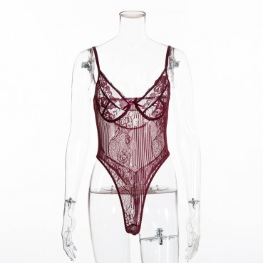 The source of the new lace mesh stitching one-piece shapewear gathers ladies one-piece