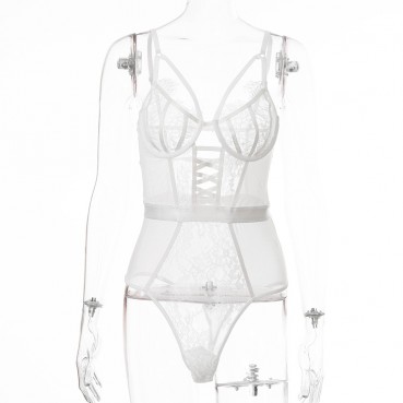 Mesh stitching weaving lace eyelashes hollow sexy underwear bottoming bodysuit