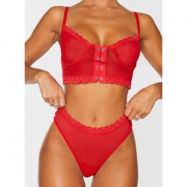 Hot-selling European and American women's comfortable soft lace see-through breasted underwear