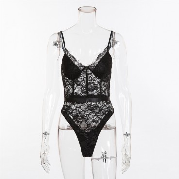 Summer new women's sexy lace eyelashes sexy breast support underwear bottoming bodysuit