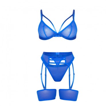 European and American hot-selling women's comfortable and soft lace perspective female sexy three-piece suit