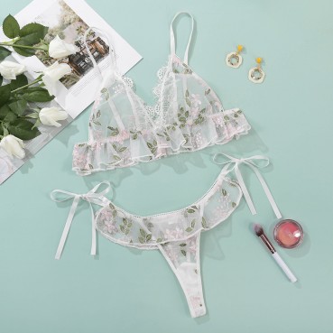 Hot style European and American women's lace sling sexy stitching sexy embroidered underwear