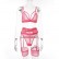 European and American hot-selling women's comfortable and soft lace perspective female sexy three-piece suit