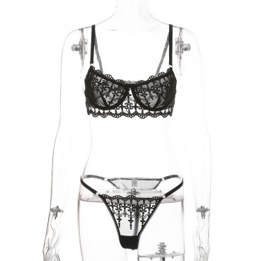 European and American women's hot summer new product lace crochet sexy lingerie set in stock