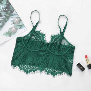 European and American spring and autumn women's lace sexy vest and eyelash sling sexy hollow top