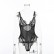 Women's new sexy lace stitching striped perspective jumpsuit