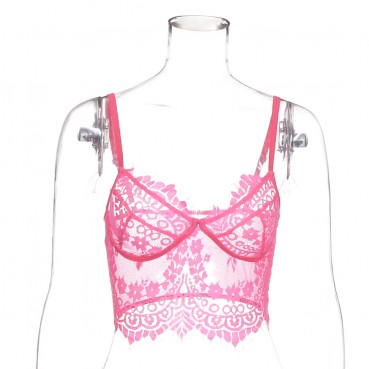 European and American spring and autumn women's lace sexy vest and eyelash sling sexy hollow top