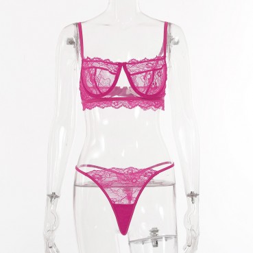 Hot sale lace eyelash lace women's sexy lingerie set
