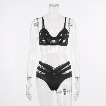 Women's webbing hollow sexy lingerie suit