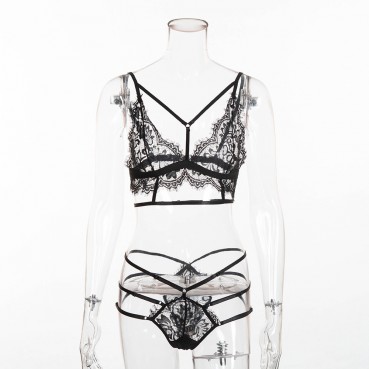 Wholesale new lace stitching women's sexy lingerie set