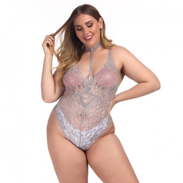 European and American women's plus size sexy lace sexy one-piece underwear